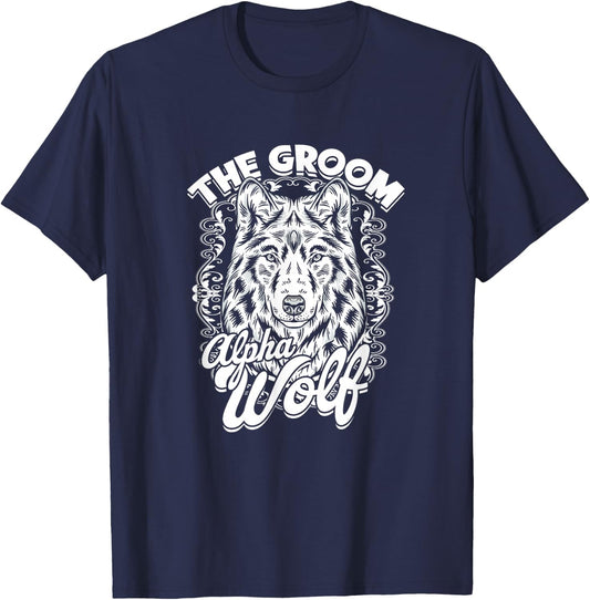 The Groom - alpha Wolf - Funny Bachelor Party Groomsmen T-Shirt - T-Shirt | Navy