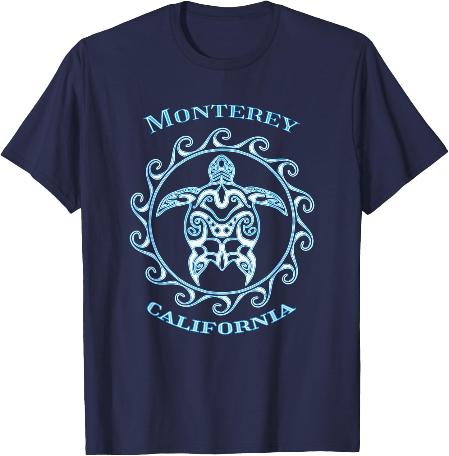 Monterey California Tribal Sea Turtle Summer T-Shirt - T-Shirt | Navy