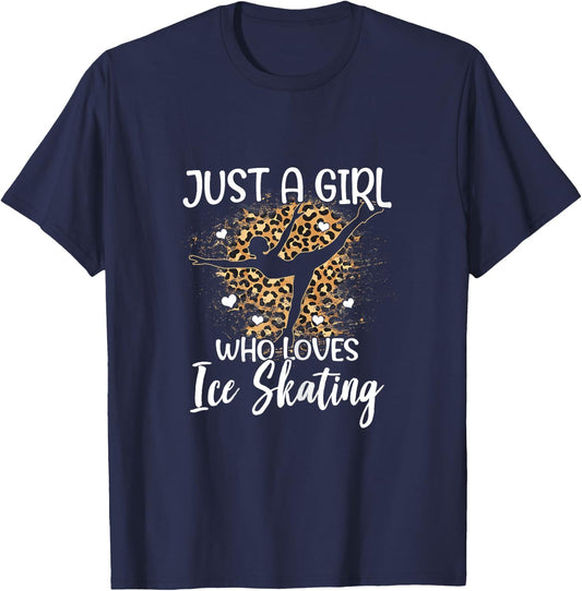 Funny Ice Skating Cheetah Graphic and Girl Skaters T-Shirt - T-Shirt | Navy