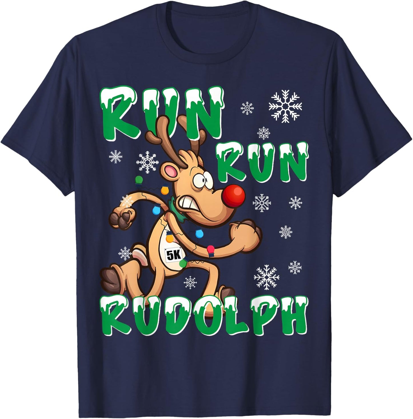 Christmas 5K Co Christmas 5K Run Rudolph Holiday Team Running Outfit T-Shirt - T-Shirt | Navy