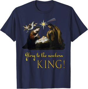 Christmas Religious Nativity Glory to the newborn King T-Shirt - T-Shirt | Navy