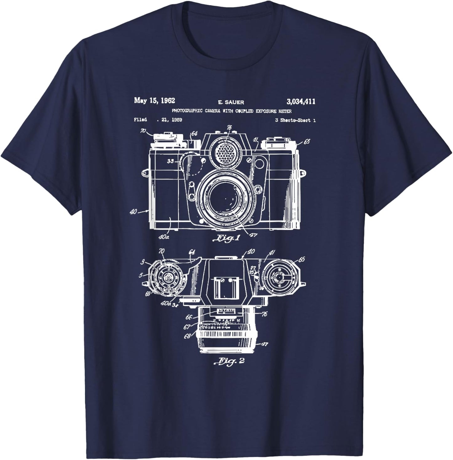 Photography Lover Gift Camera Vintage Patent Print T-Shirt - T-Shirt | Navy
