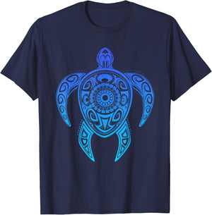 Colorful Turtle Watercolor Maori Ocean Scuba T-Shirt - T-Shirt | Navy