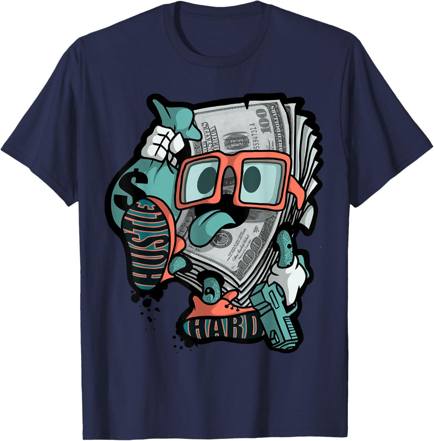 Hustle Hard Hip Hop T-Shirt - T-Shirt | Navy