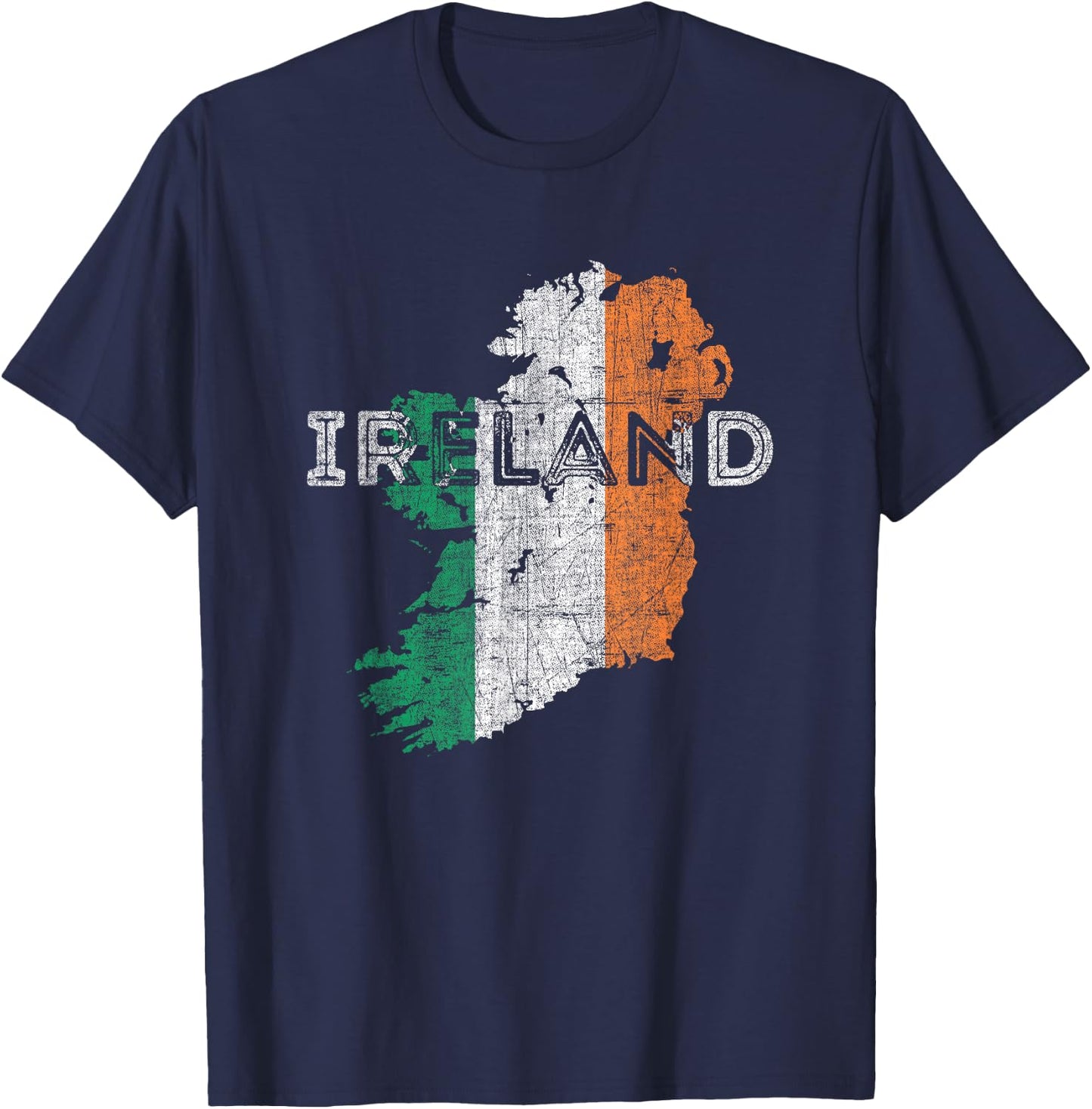 Irish Map and Flag Souvenir - Distressed Ireland T-Shirt - T-Shirt | Navy