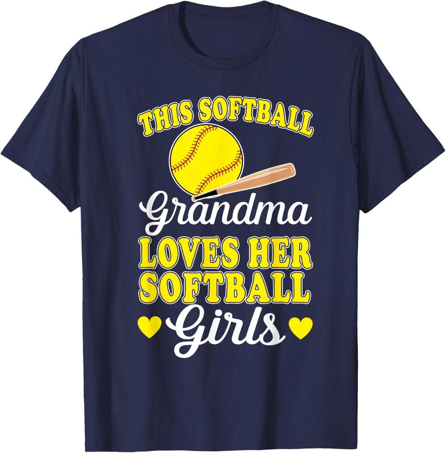 This Softball Grandma Loves Her Softball Girls Softball T-Shirt - T-Shirt | Navy