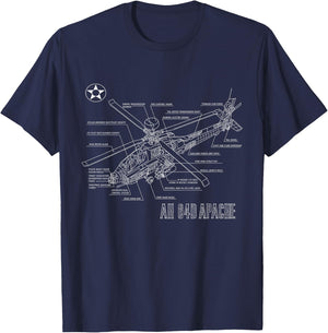 Kids Military Aircraft AH-64 Apache Longbow Army Helicopter T-Shirt - T-Shirt | Navy