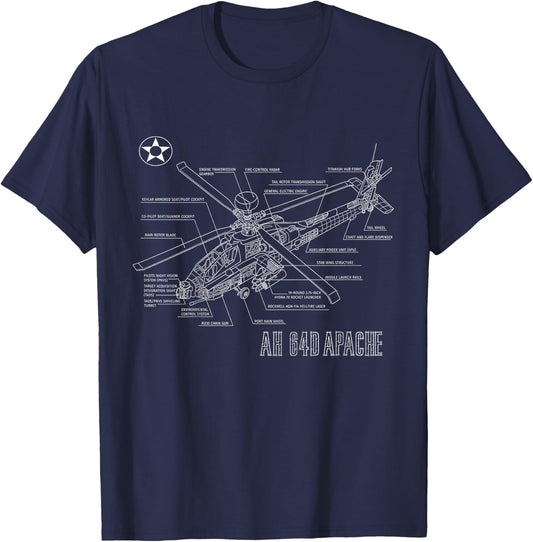Kids Military Aircraft AH-64 Apache Longbow Army Helicopter T-Shirt - T-Shirt | Navy