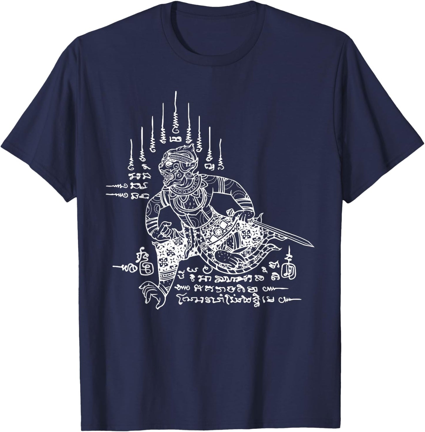 Hanuman Mythical God Monkey Sak Yant Thai Thailand Yantra T-Shirt - T-Shirt | Navy