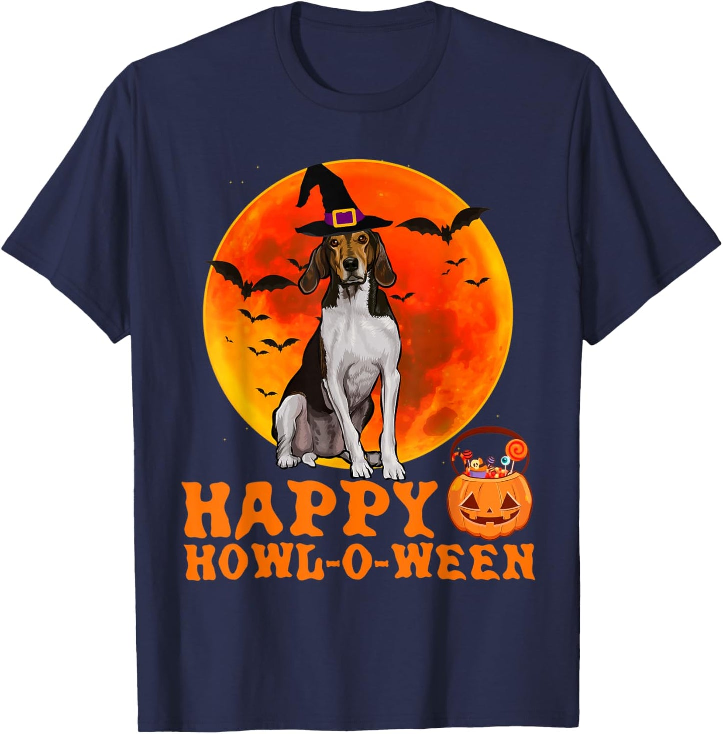 Treeing Walker Coonhound Dog Halloween Happy Howl-o-ween Men Women T-Shirt - T-Shirt | Navy