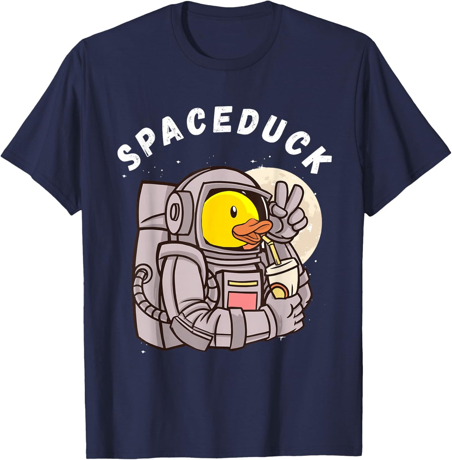 Space Rubber Duck Funny Astronaut Rubber Duckling Galaxy T-Shirt - T-Shirt | Navy