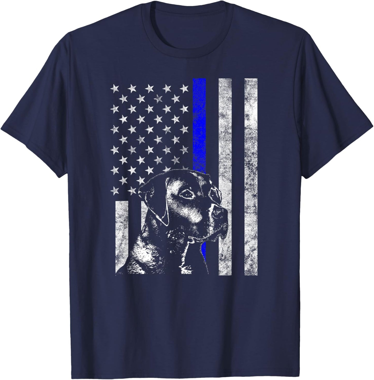 Blue Line Flag K-9 Labrador Retriever Police Dog T-Shirt - T-Shirt | Navy