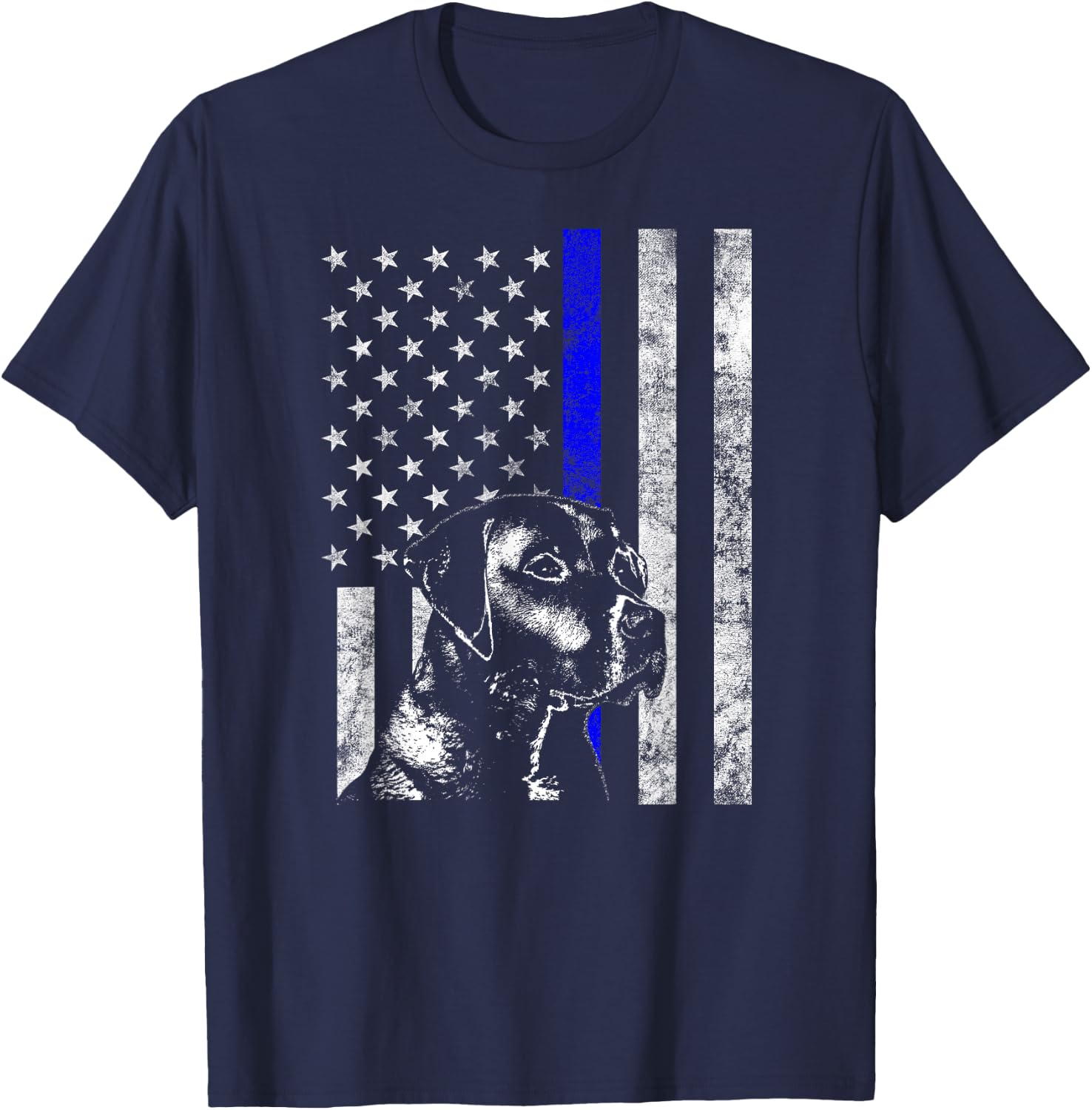 Blue Line Flag K-9 Labrador Retriever Police Dog T-Shirt - T-Shirt | Navy