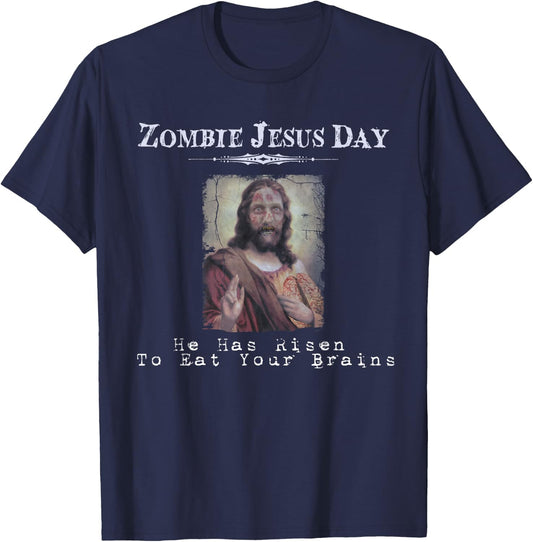 Funny Zombie Jesus Day He Has Risen Sarcastic Easter T-Shirt - T-Shirt | Navy