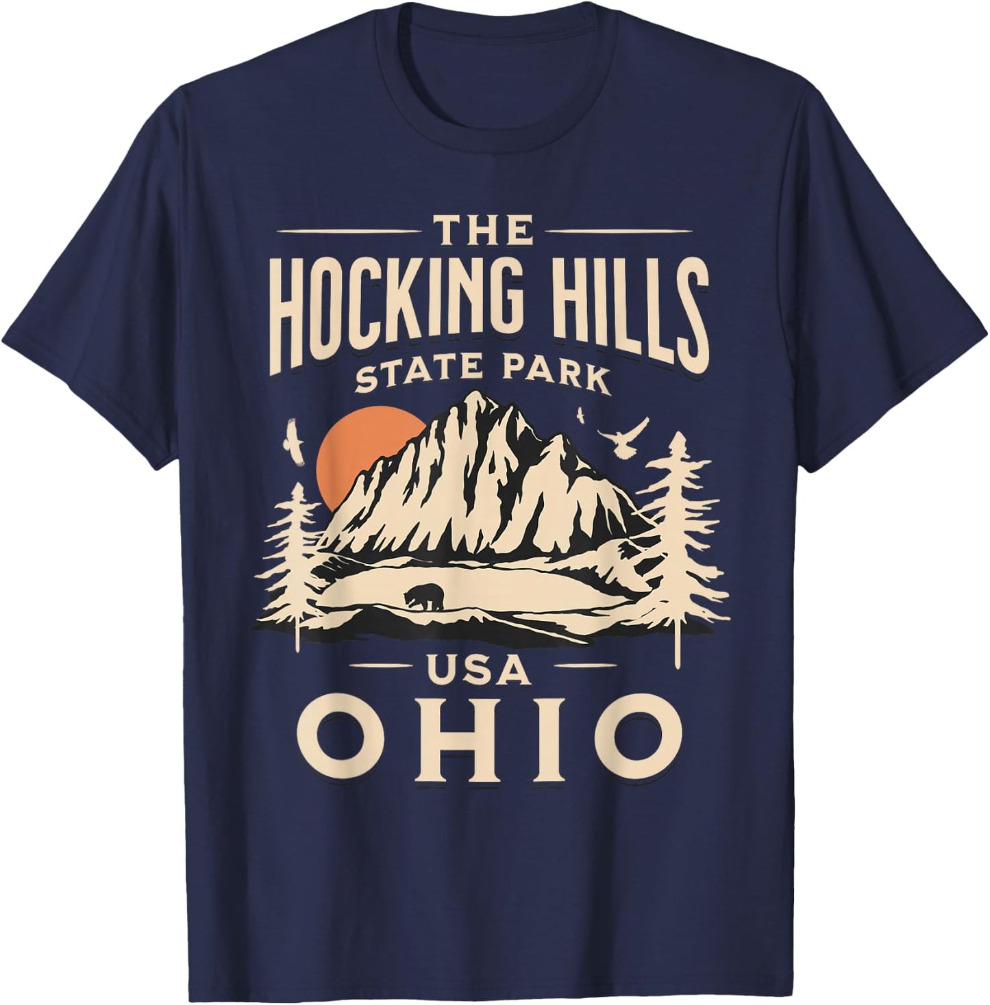Hocking Hills Ohio Nature Hike Outdoors Vintage T-Shirt - T-Shirt | Navy