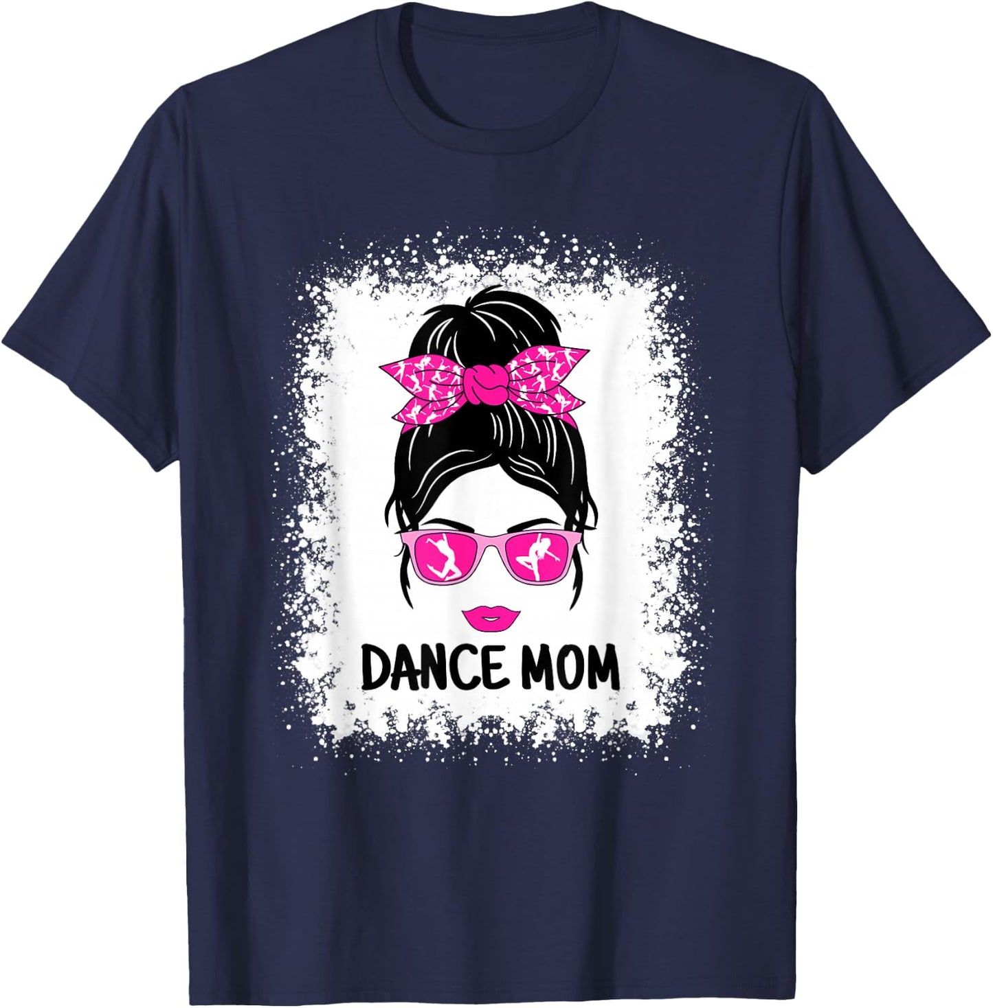 Funny Dance Mom Messy Bun Women Ladies Dancing ,Black T-Shirt - T-Shirt | Navy