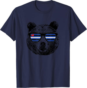 Gay Bear Leather Pride Flag Colors Distressed T-Shirt - T-Shirt | Navy