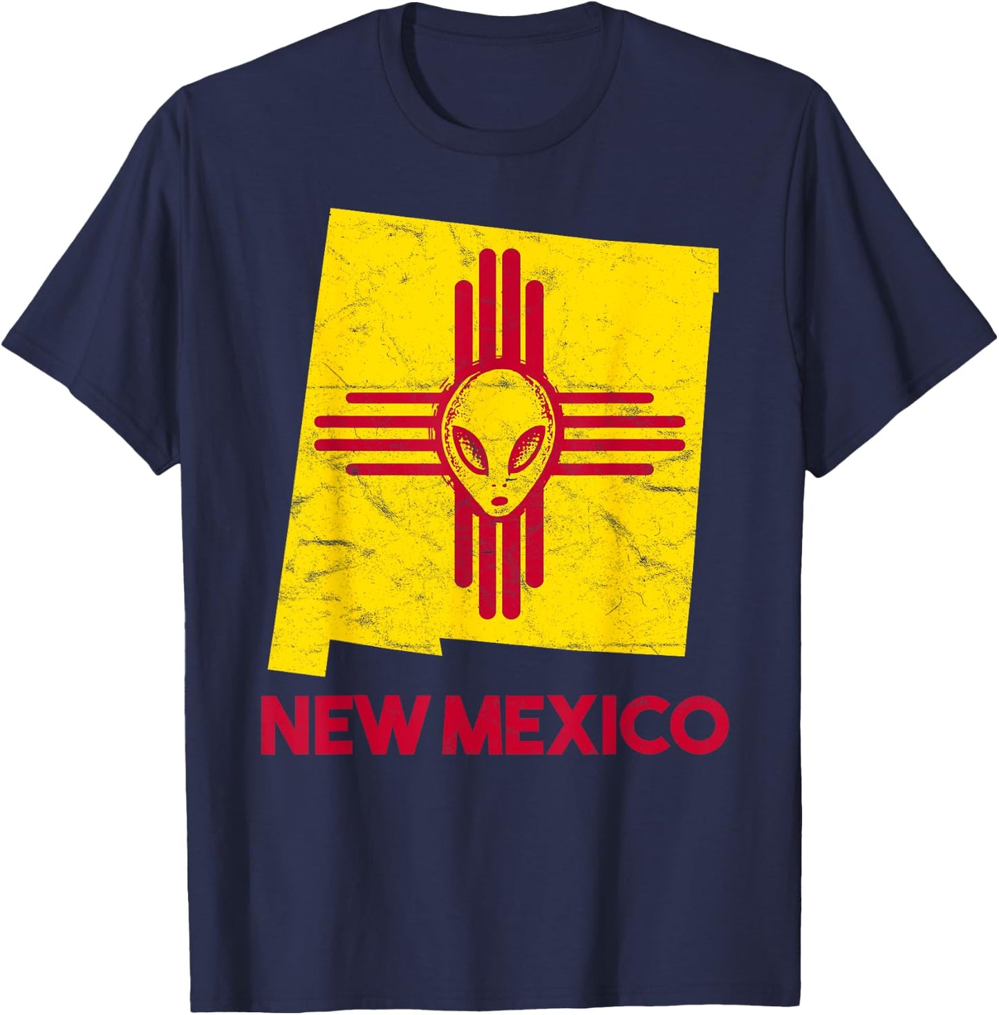 Roswell, New Mexico Flag Space Aliens Zia NM Souvenir T-Shirt - T-Shirt | Navy