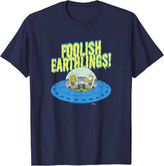 The Simpsons Kang & Kodos Foolish Earthlings T-Shirt - T-Shirt | Navy