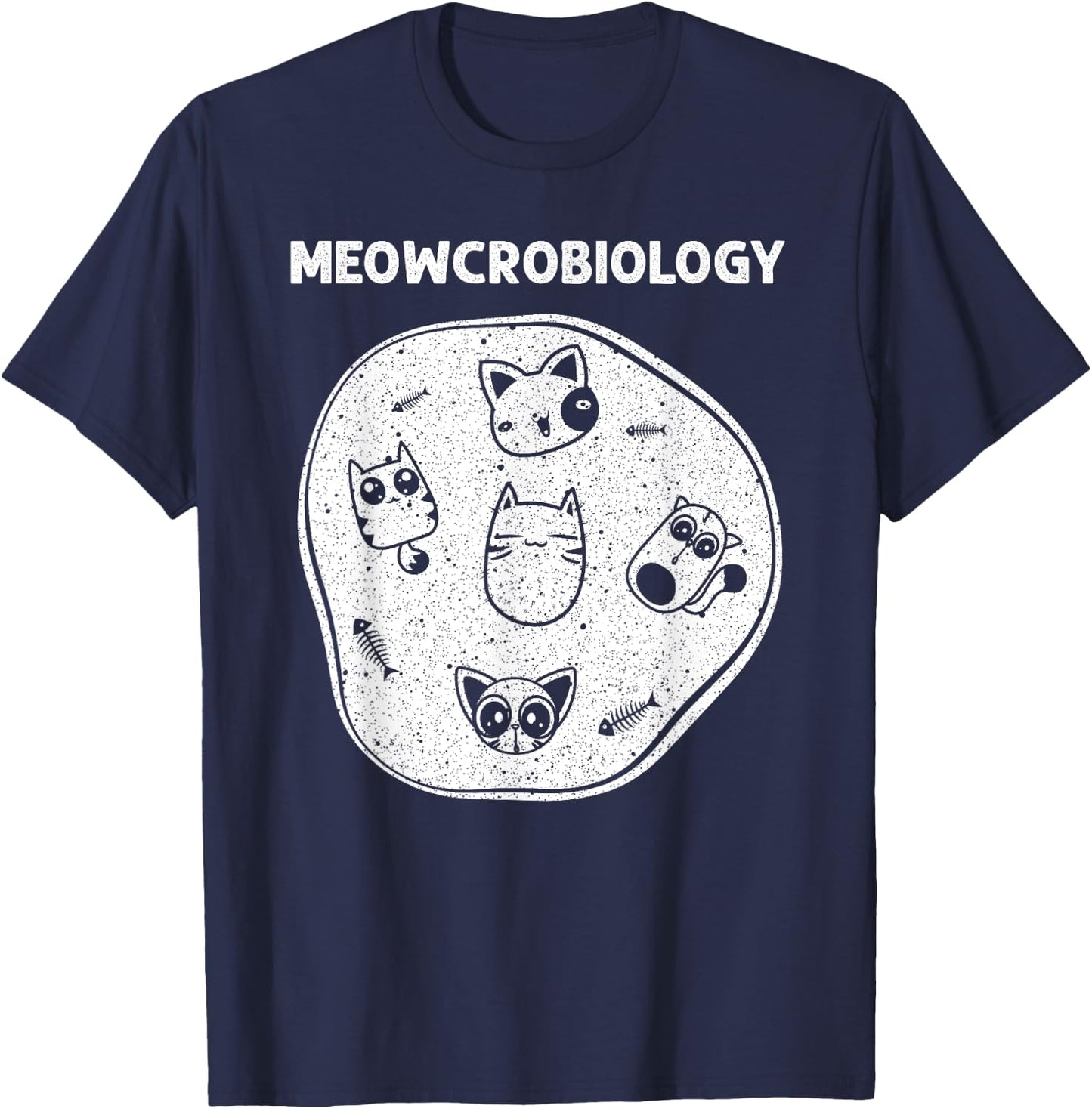 Funny Science Cat Designs Women Meow Microbiologists T-Shirt - T-Shirt | Navy