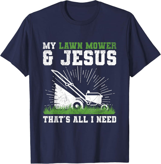 Garden Lawn Mowing Design for a Lawn Caretaker T-Shirt - T-Shirt | Navy