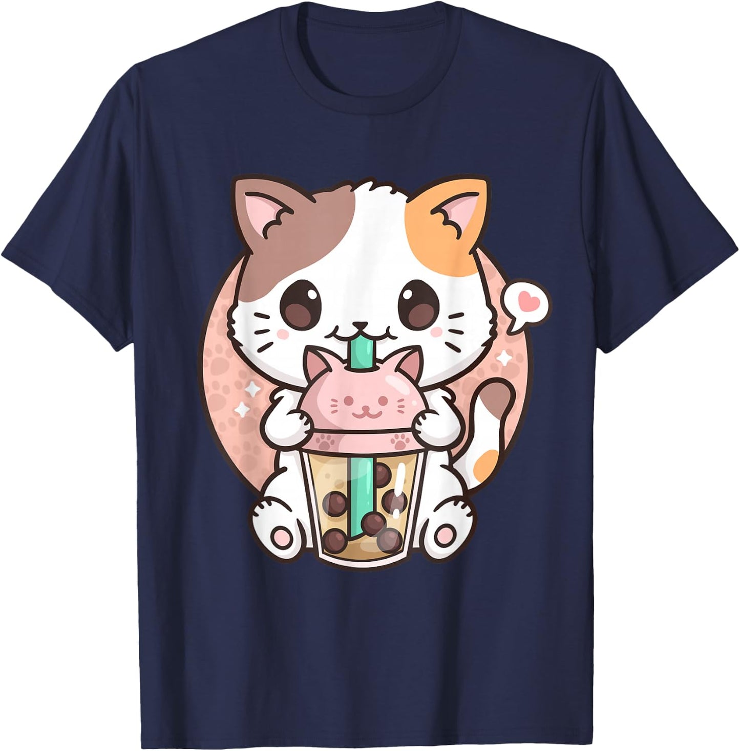 Boba Tea Cat Bubble Tea Cat Kawaii Anime Neko T-Shirt - T-Shirt | Navy