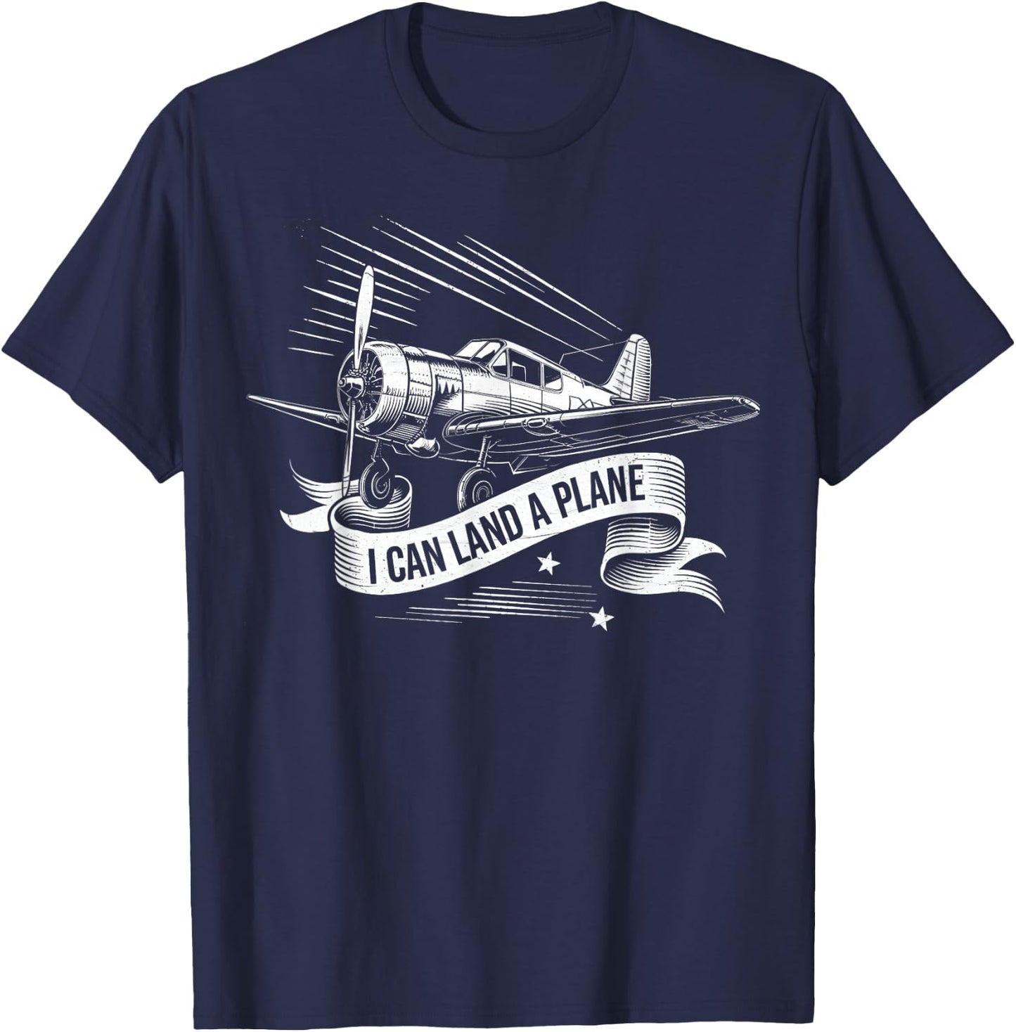 Retro I Can Land A Plane Vintage Aviation Funny Quote Pilot T-Shirt - T-Shirt | Navy