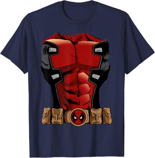 Marvel Deadpool Classic Comic Belt & Armor Costume Halloween T-Shirt - T-Shirt | Navy