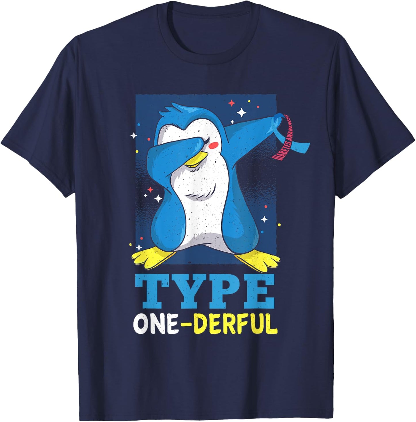 Type 1 Diabetes Kids Funny Diabetic Penguin T-Shirt - T-Shirt | Navy