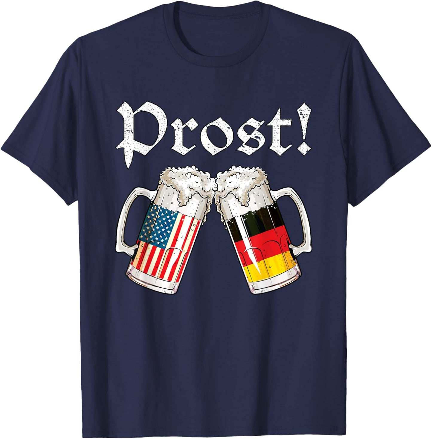 Oktoberfest American German Flag Beer Prost T-Shirt - T-Shirt | Navy
