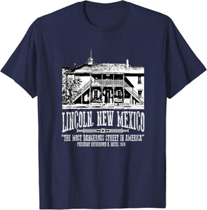 Lincoln New Mexico Old Courthouse Billy the Kid Escapes T-Shirt - T-Shirt | Navy