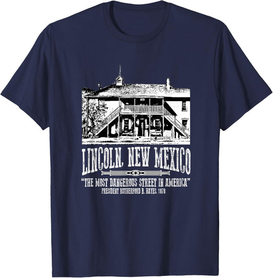 Lincoln New Mexico Old Courthouse Billy the Kid Escapes T-Shirt - T-Shirt | Navy