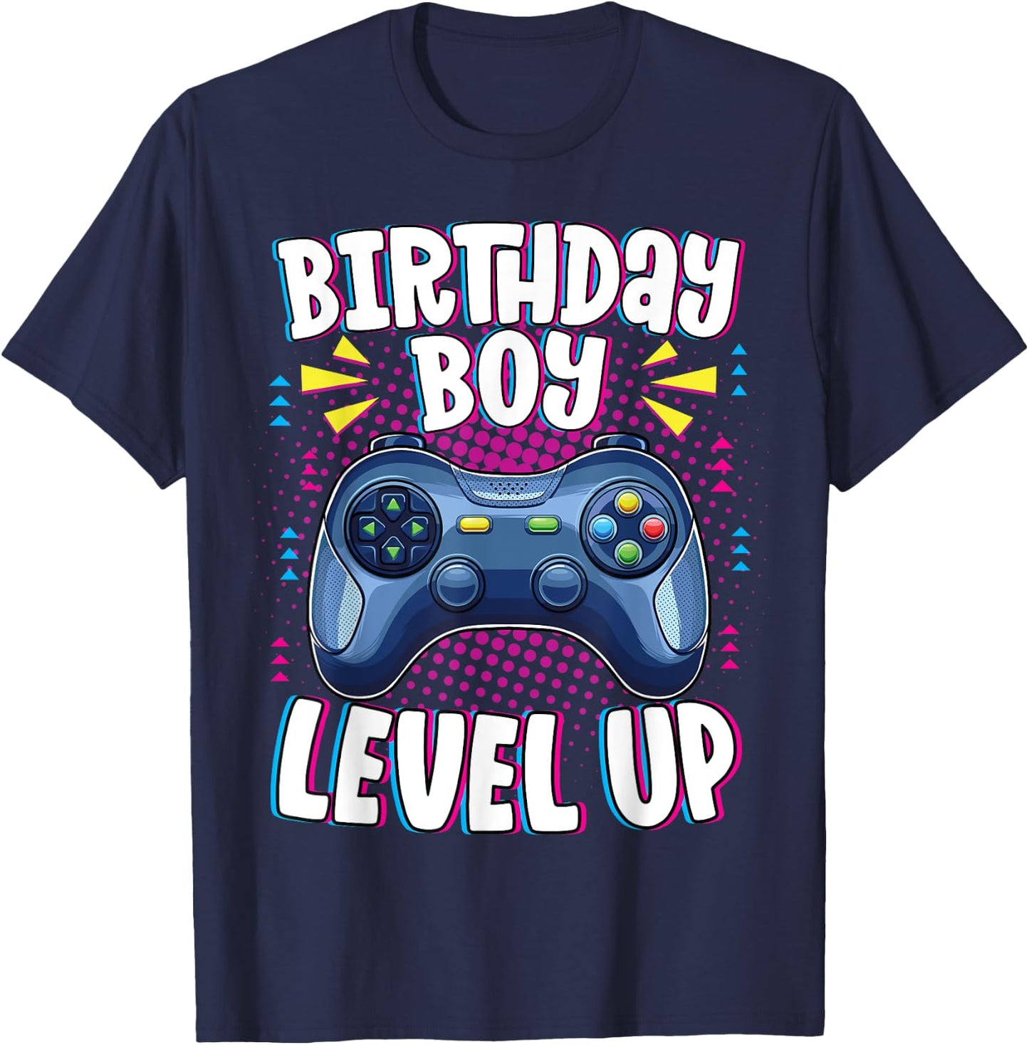 Birthday Boy Shirt Level Up Boys Matching Gamer Birthday T-Shirt - T-Shirt | Navy