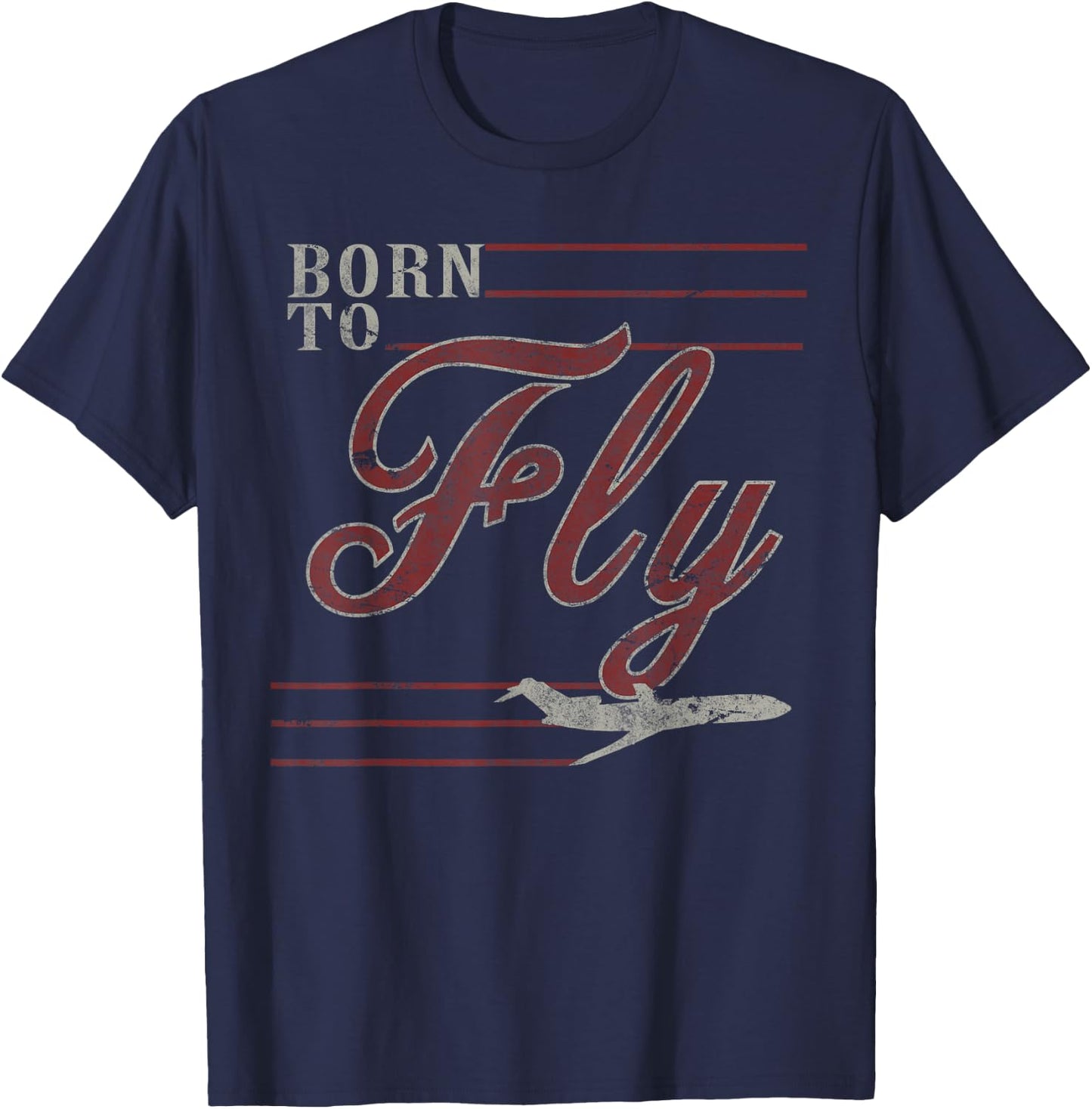 Born to Fly 727 Airplane Vintage Distressed Pilot T-Shirt - T-Shirt | Navy