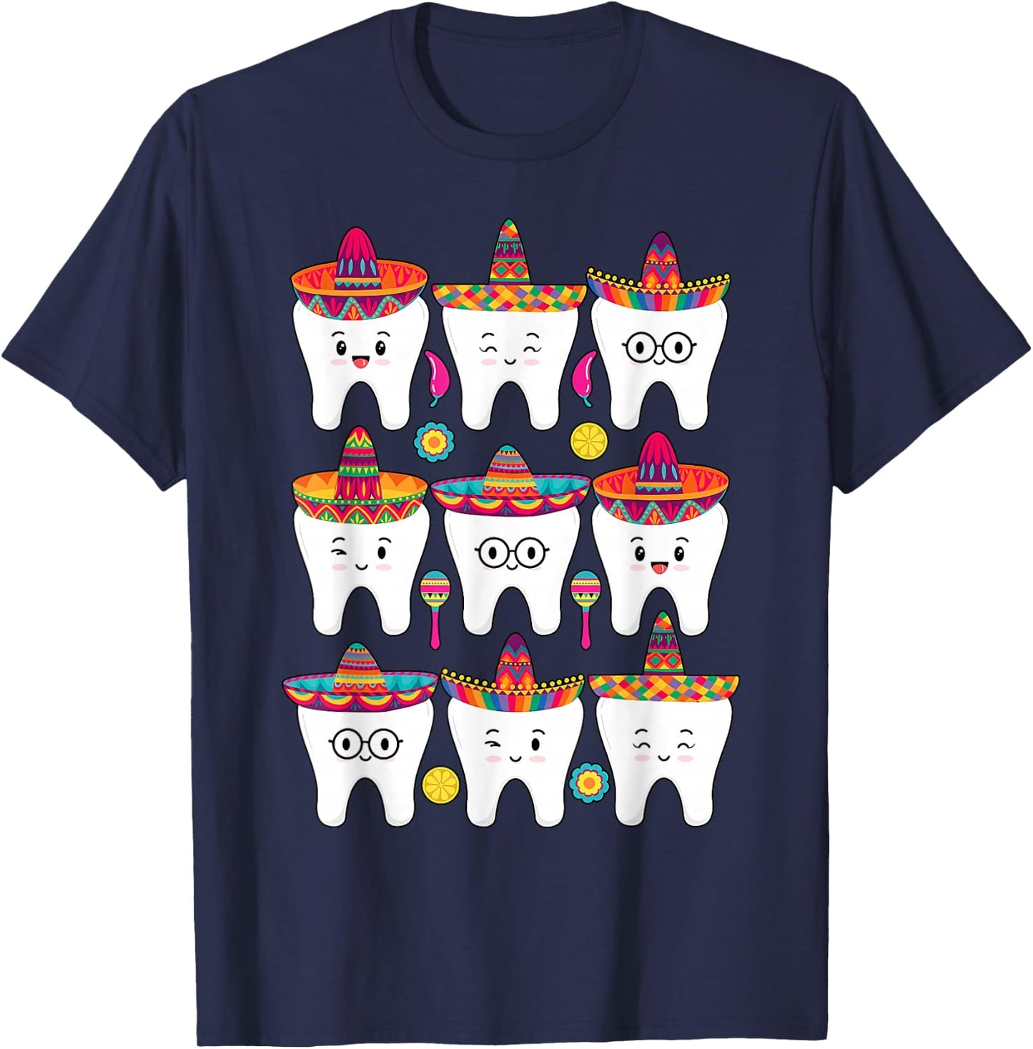 Cinco De Mayo Dental Mexican Fiesta Dentist Hygienist T-Shirt - T-Shirt | Navy