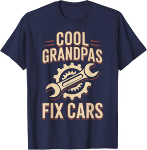 Cool Grandpas Fix Cars Funny Car Mechanic T-Shirt - T-Shirt | Navy