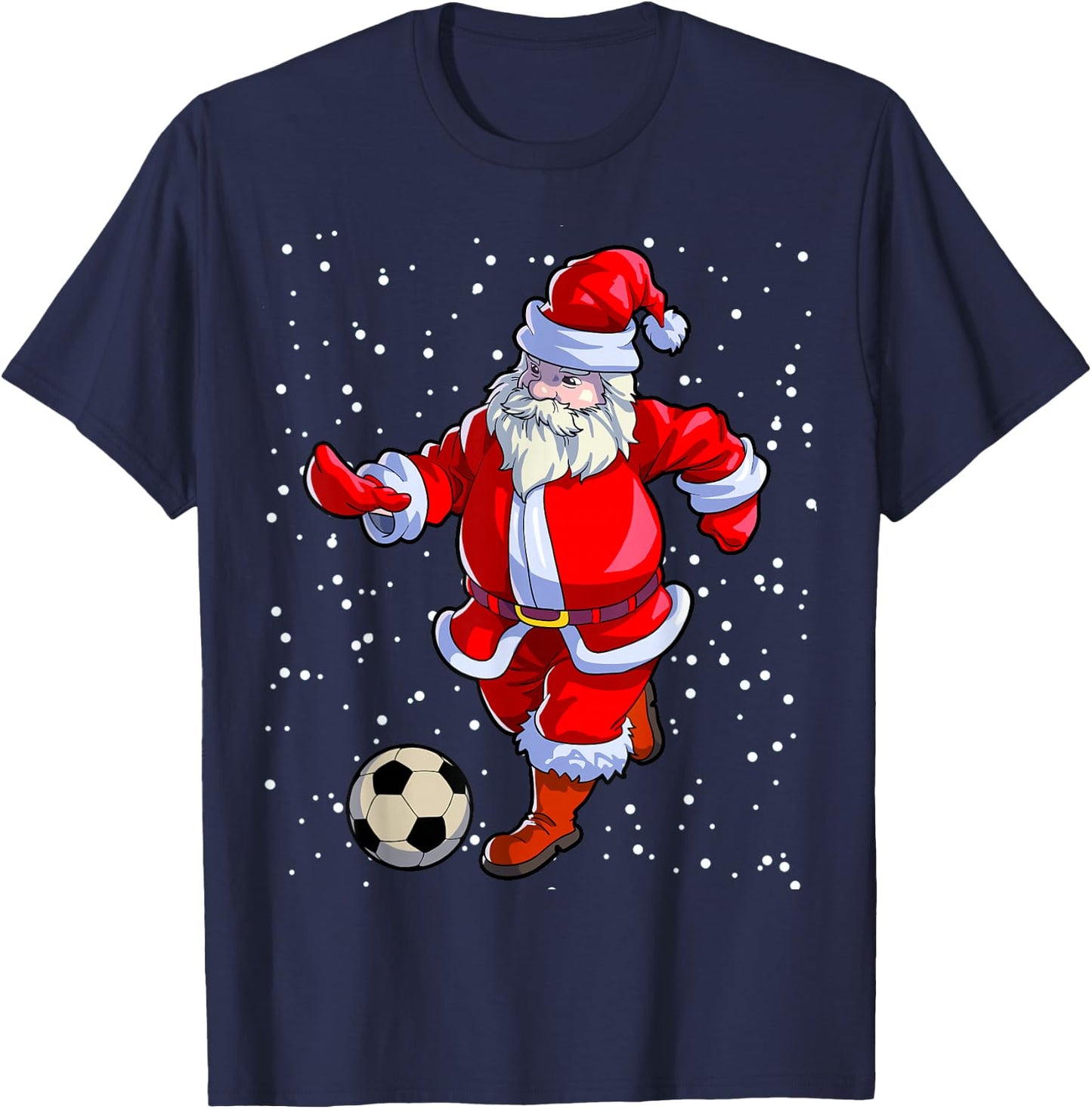 Soccer Christmas Shirt Men Kids Boys Soccer Santa Claus T-Shirt - T-Shirt | Navy