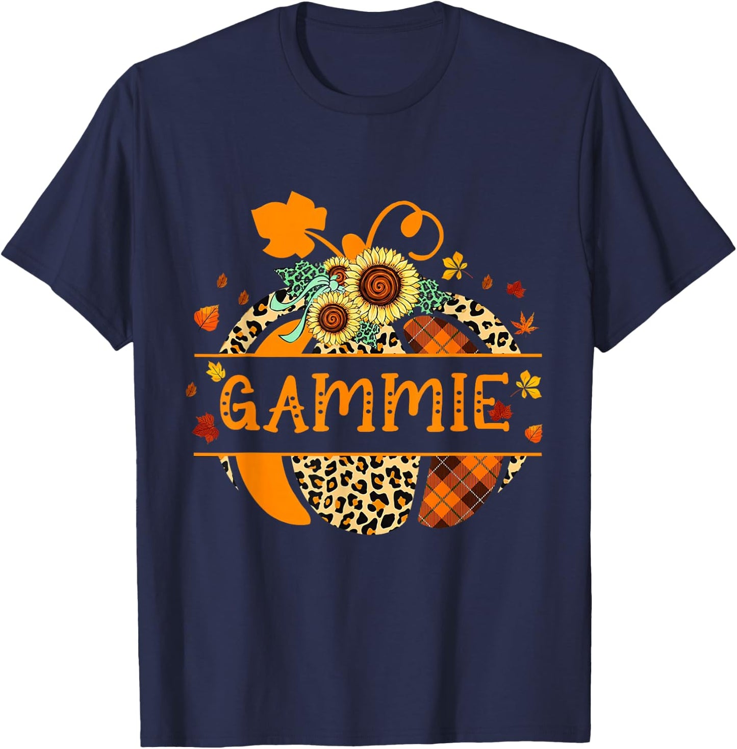 Thankful Grateful Gammie Pumpkin For Halloween, Thanksgiving T-Shirt - T-Shirt | Navy
