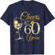 Cheers To 60 Years Old 60th Birthday Queen Diamond T-Shirt - T-Shirt | Navy