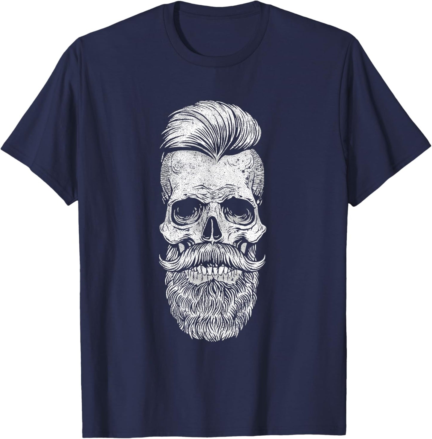 Funny Vintage Hipster Bearded Skull. Beard Lover T-Shirt - T-Shirt | Navy