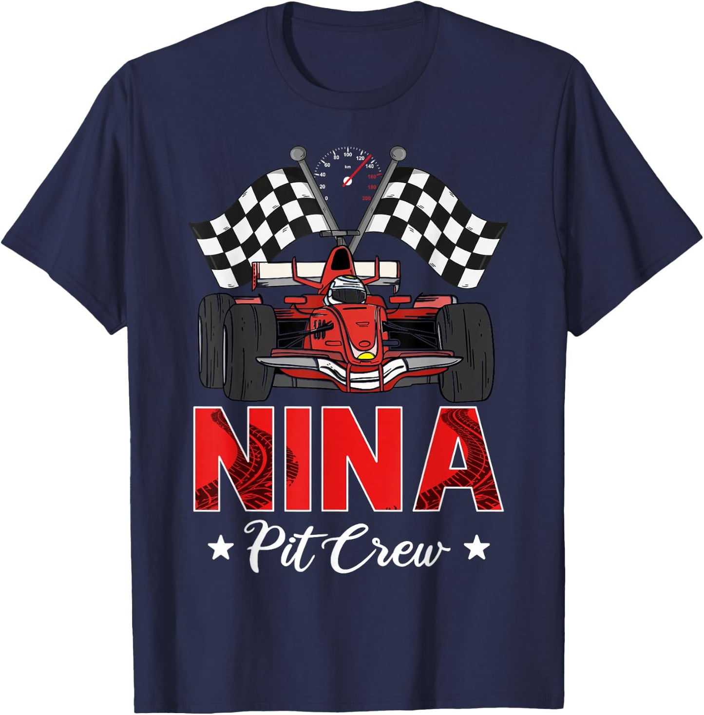 Nina Pit Crew Birthday Party Family Matching Party T-Shirt - T-Shirt | Navy