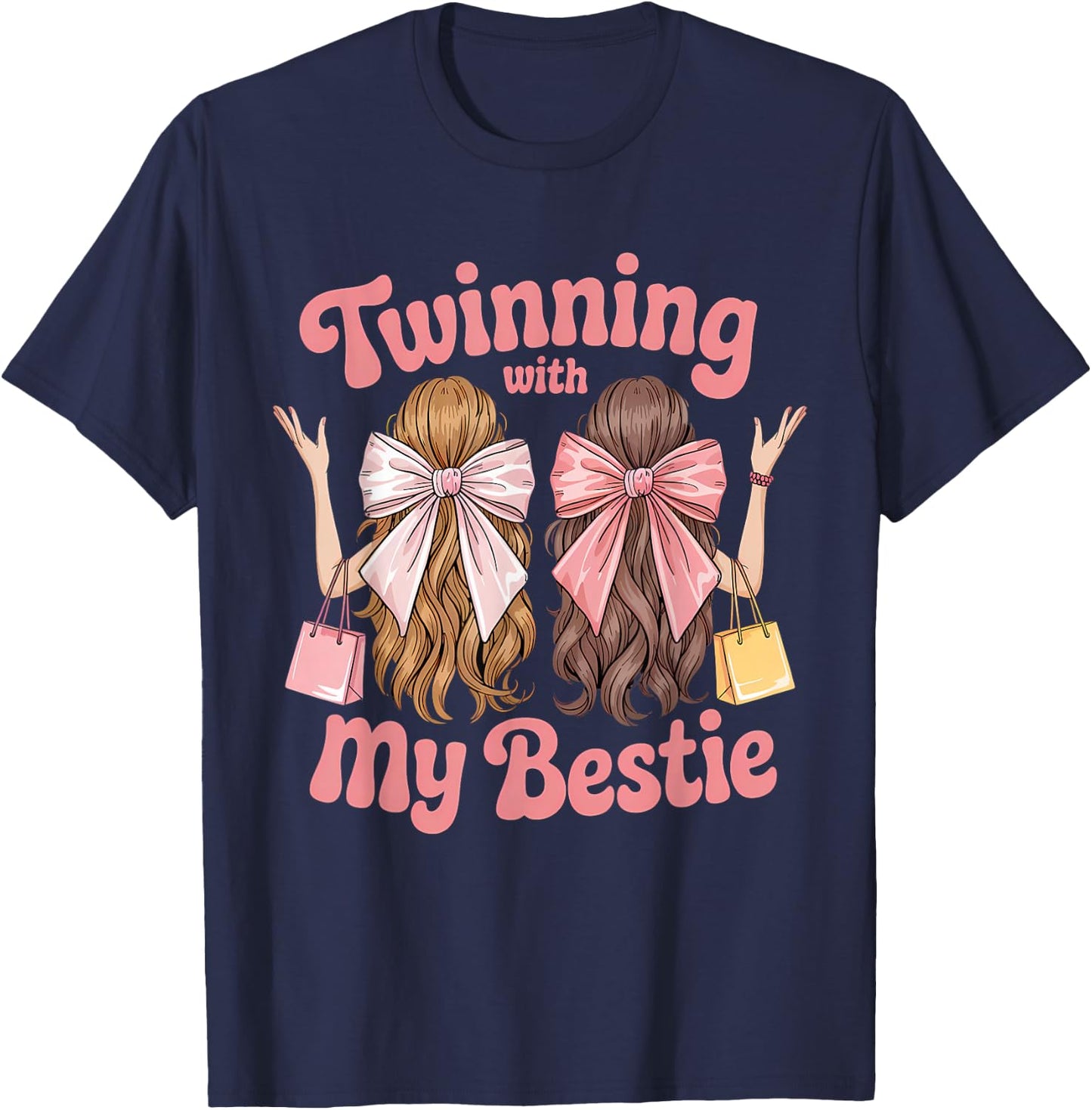Friends Twinning With My Bestie Twin Matching Twins Friends T-Shirt - T-Shirt | Navy