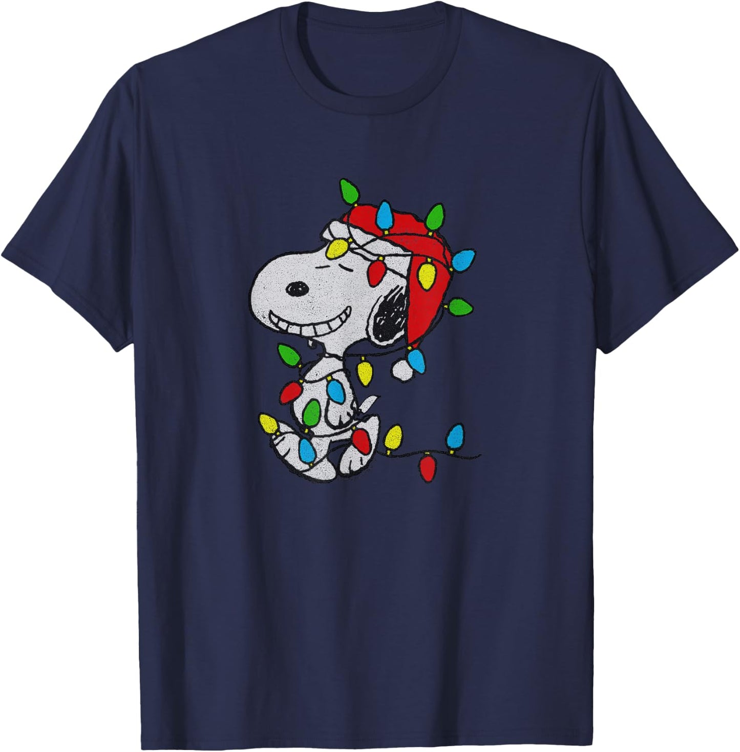 Peanuts - Christmas Snoopy X-Mas Lights T-Shirt - T-Shirt | Navy