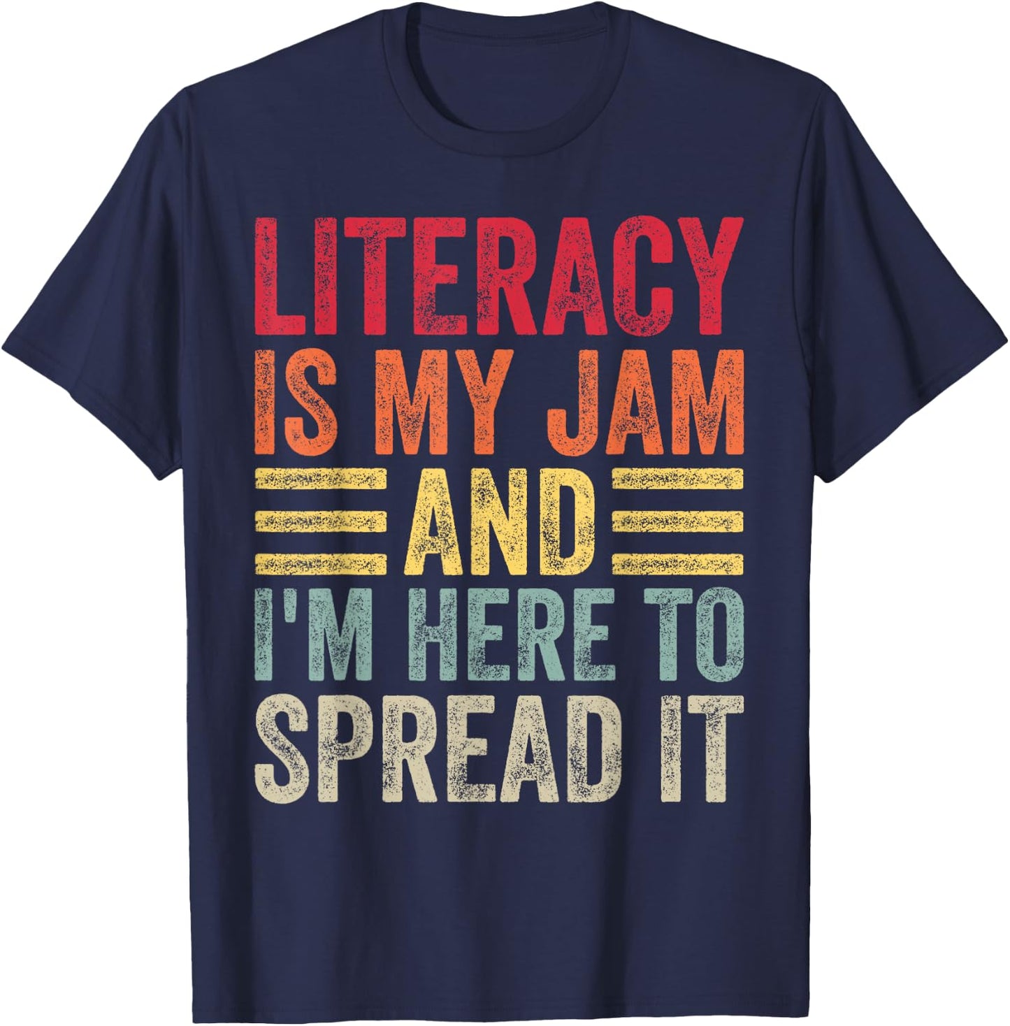 Literacy Is My Jam Book Lover Reading for Teacher Librarians T-Shirt - T-Shirt | Navy