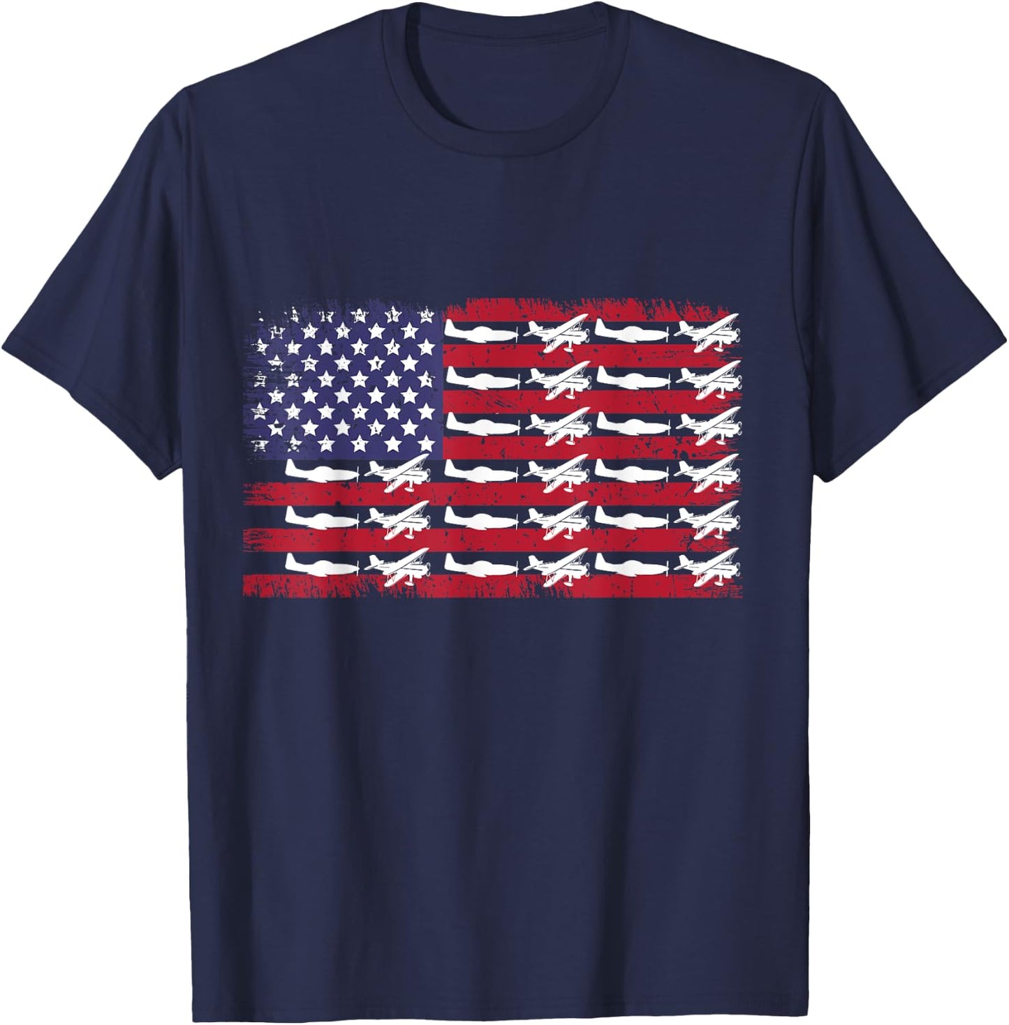 Airplane American USA Flag Aircraft Aviation 4TH of July Men T-Shirt - T-Shirt | Navy