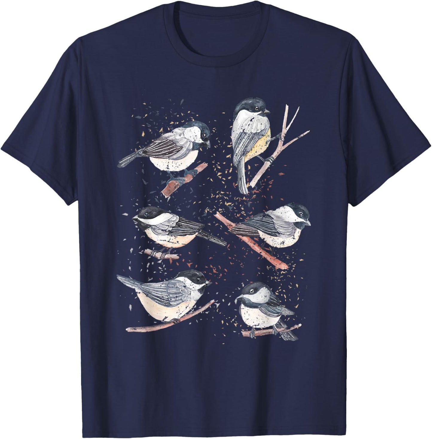 Bird Watching Birding Animal Nature Vintage Chickadee T-Shirt - T-Shirt | Navy