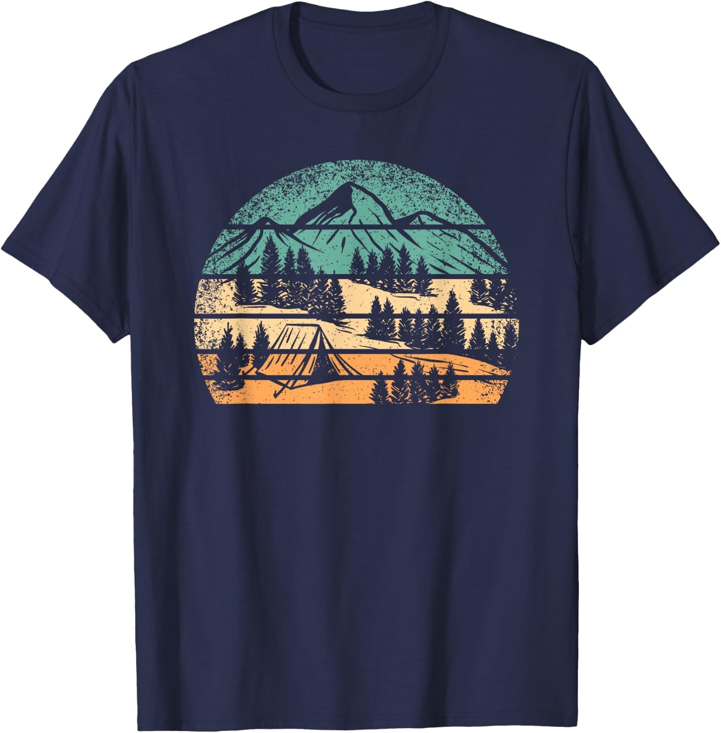 Retro Camping Outdoor Nature Mountain Camper Hiking Men T-Shirt - T-Shirt | Navy