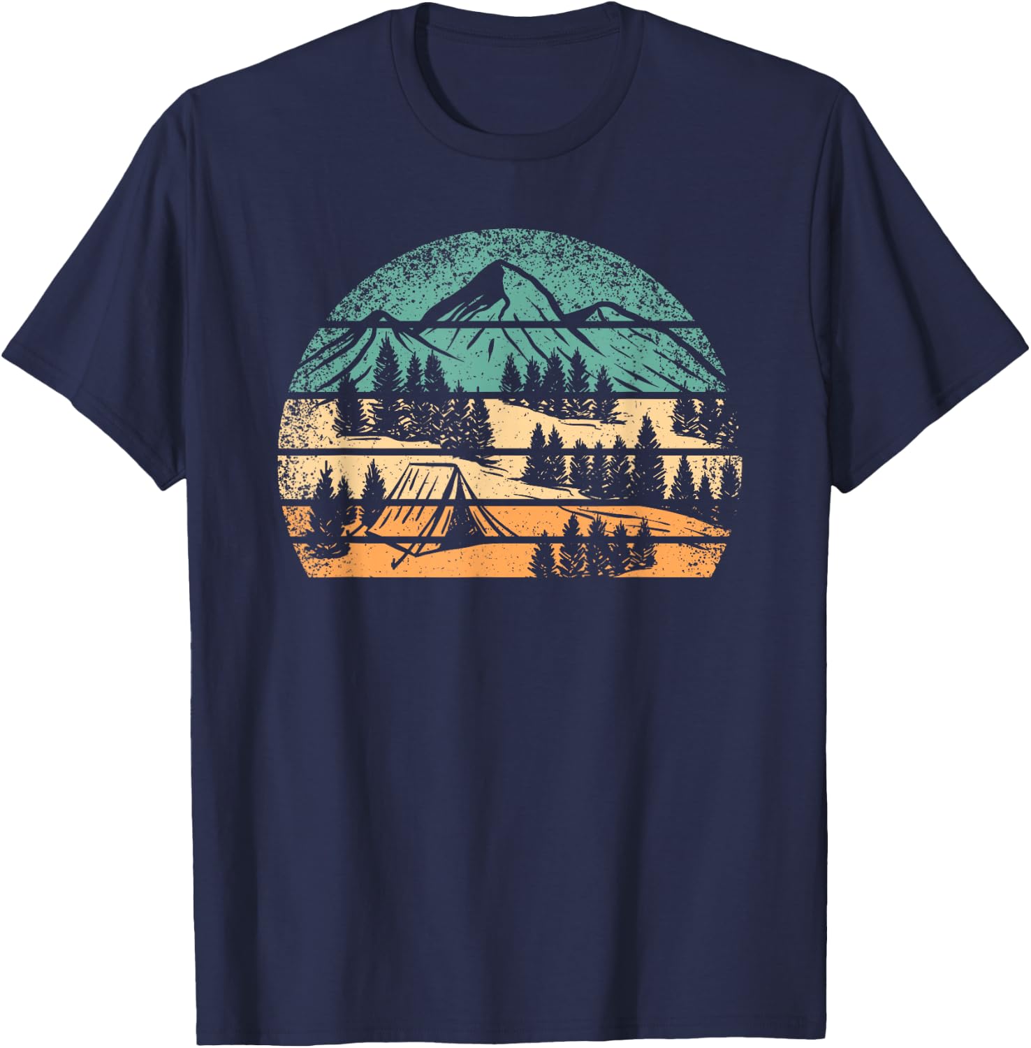 Retro Camping Outdoor Nature Mountain Camper Hiking Men T-Shirt - T-Shirt | Navy