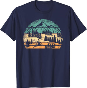 Retro Camping Outdoor Nature Mountain Camper Hiking Men T-Shirt - T-Shirt | Navy
