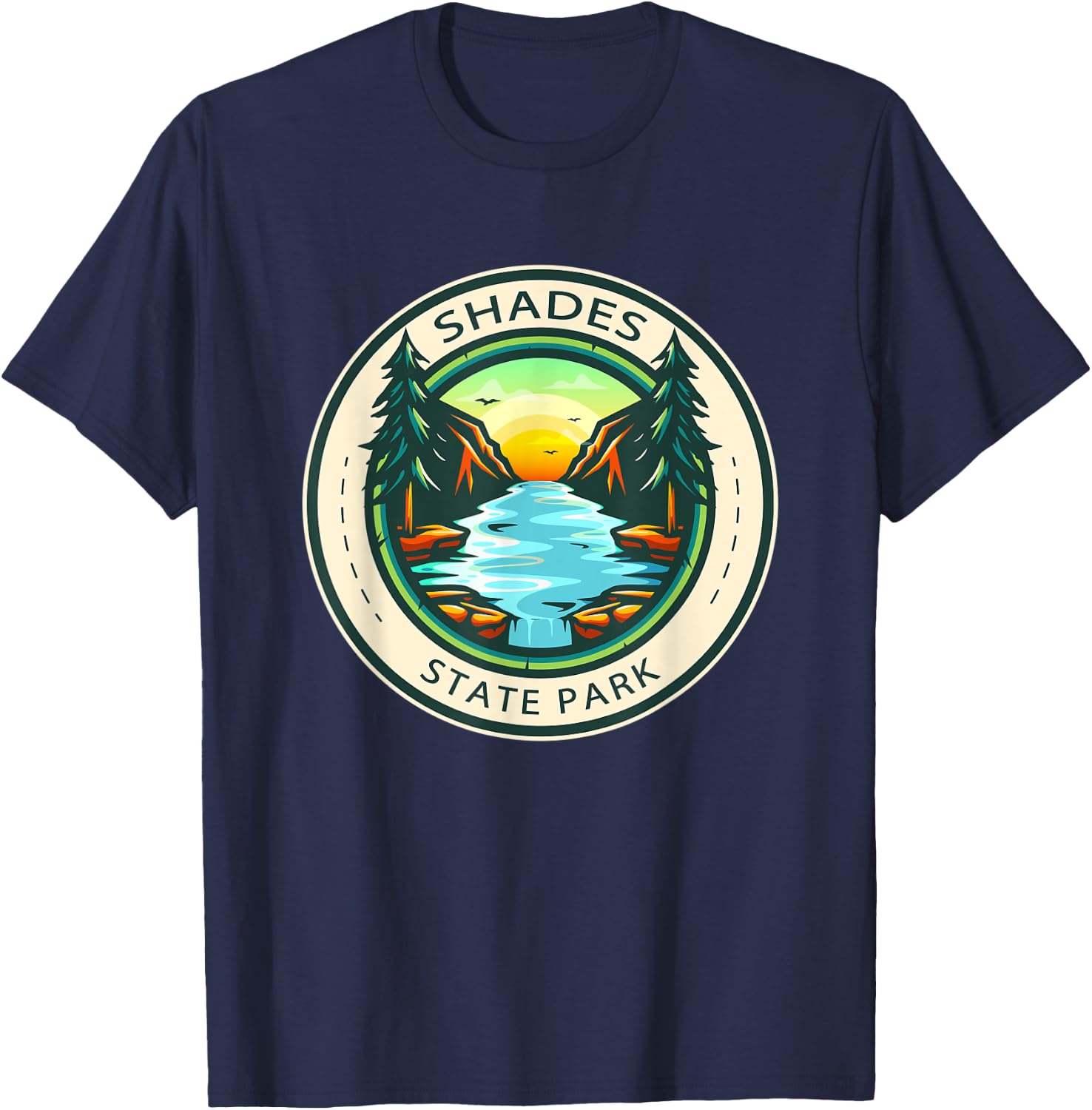 Shades State Park Indiana Badge Vintage T-Shirt - T-Shirt | Navy